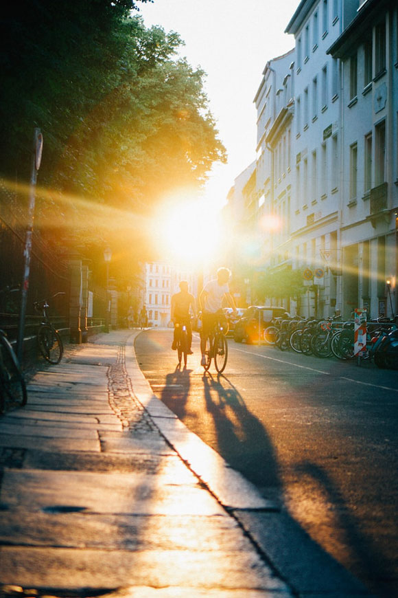 Berlin Radfahren Sonnenuntergang